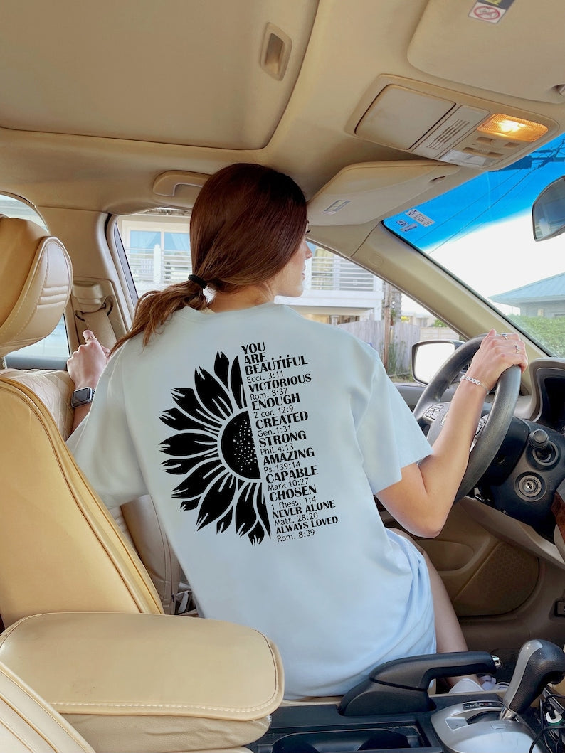 Retro Floral Faith  Front & Back Design T-shirt