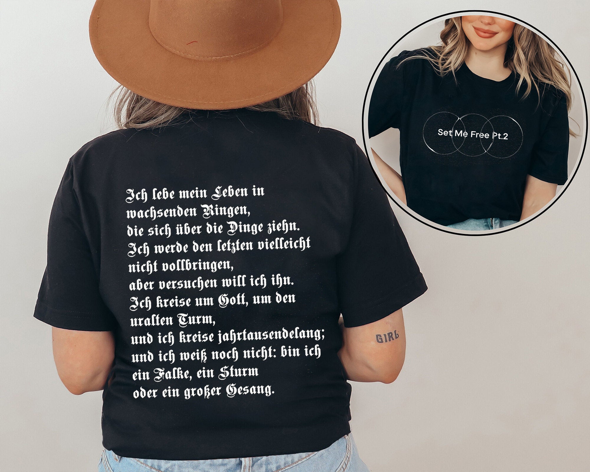 Set Me Free Double Side Letter Print T-shirt