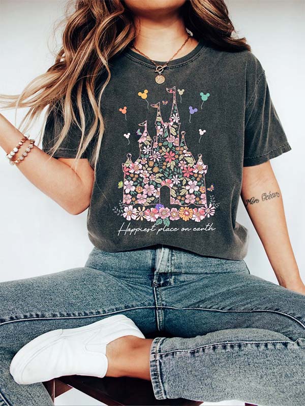 Happiest Place on Earth Floral T-shirt