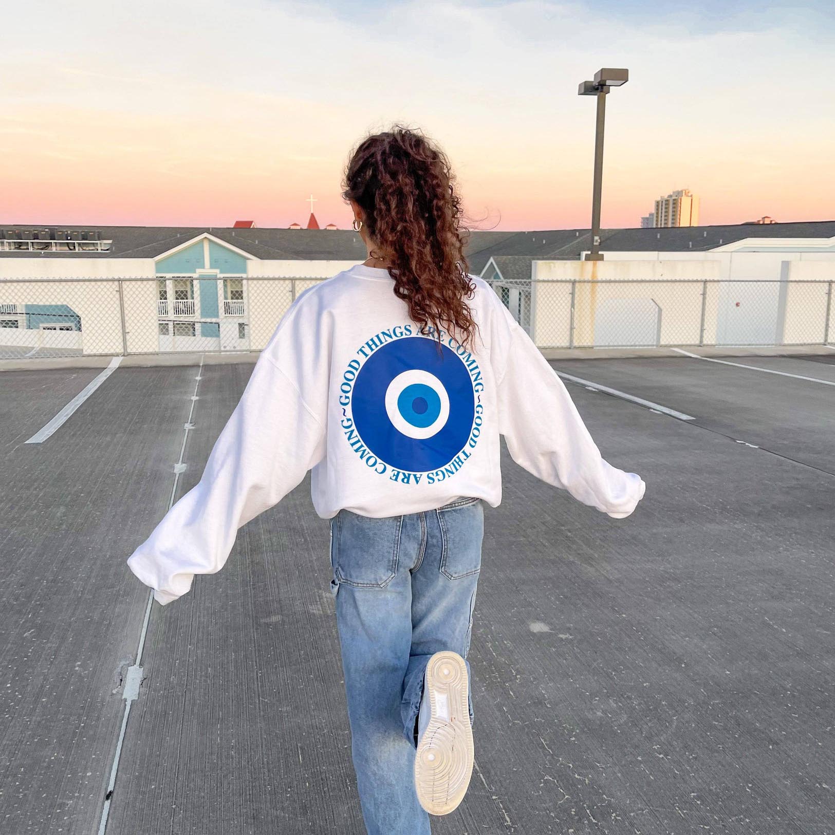 Women's Evil Eye Good Things Are Coming Print Sweatshirt