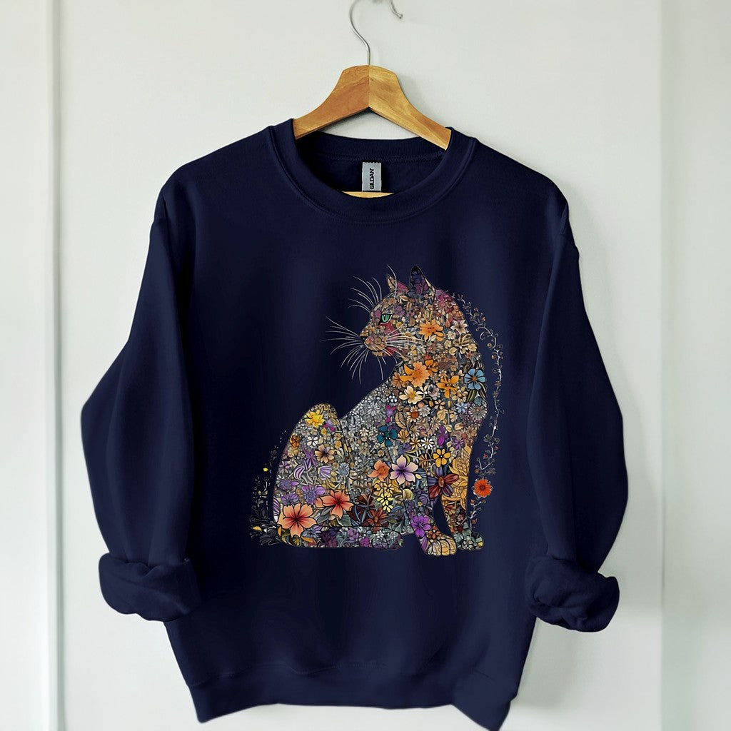 Floral Cat Mom Cat Lover Sweatshirt