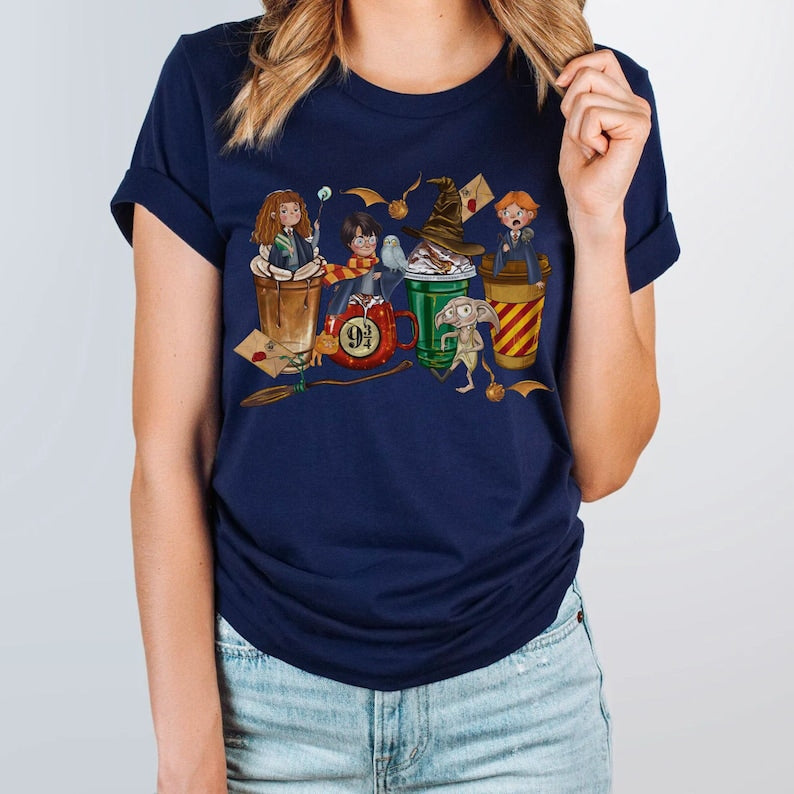 Magic School Coffee Cute Print T-shirt