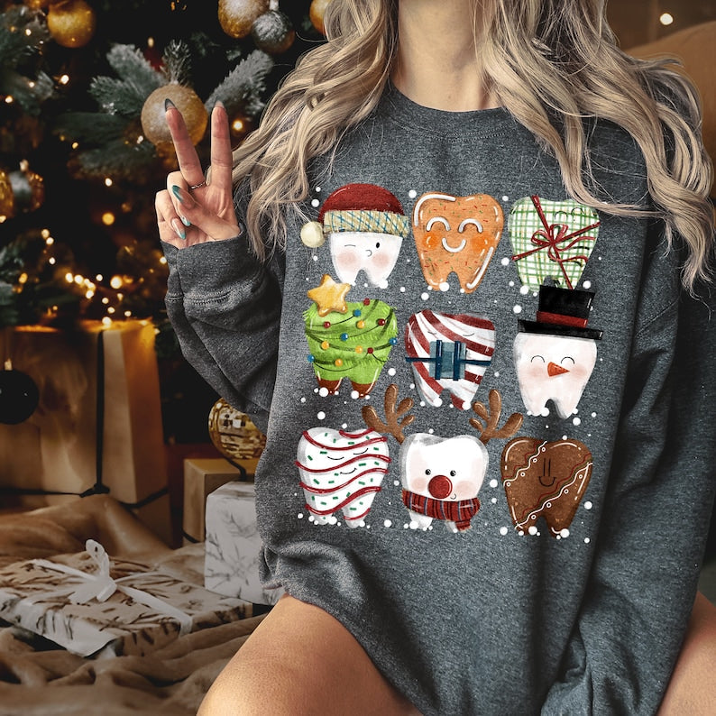 Funny Christmas Teeth Crewneck Sweatshirt