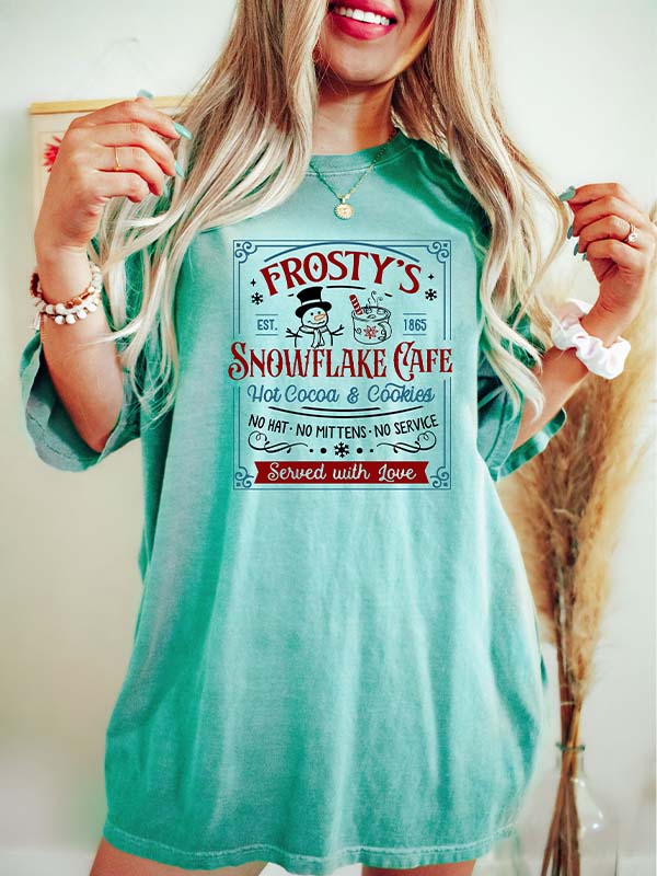 Frosty's Snowflake Cafe Cute Christmas T-shirt