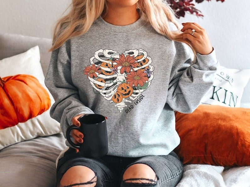 Halloween Dead Inside Skeleton Sweatshirt