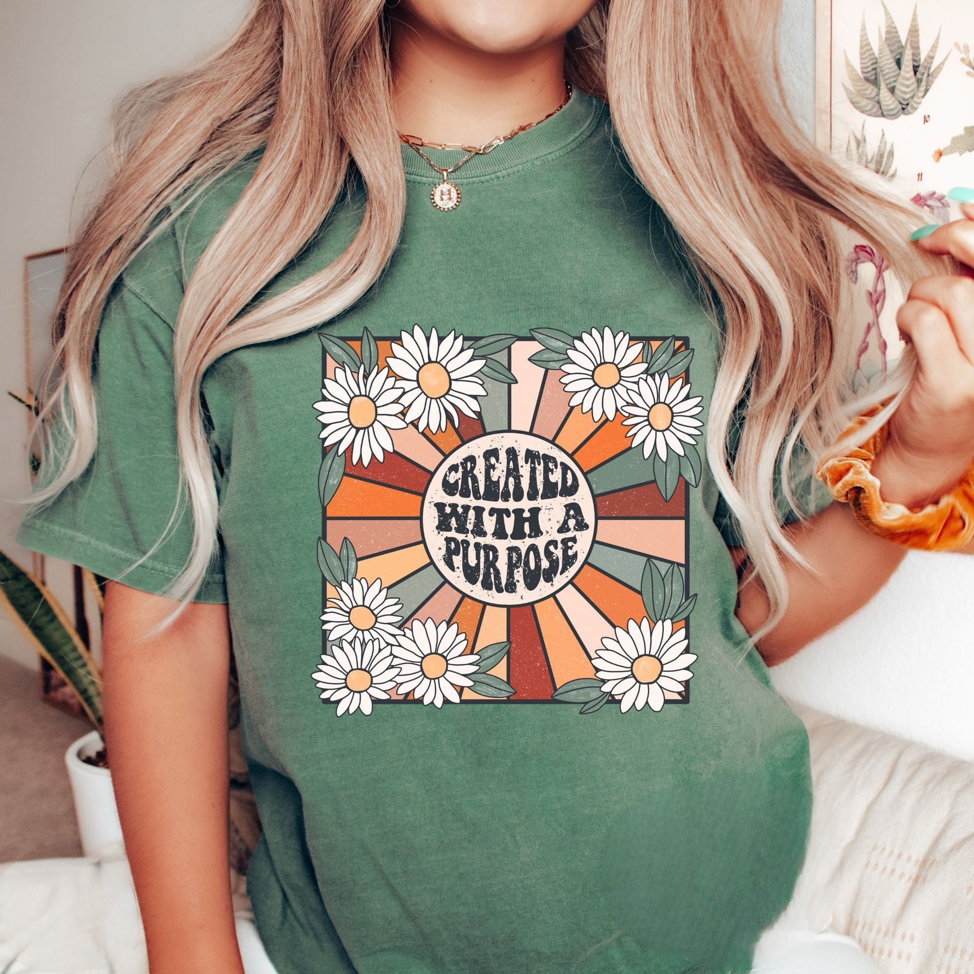 Created With A Purpose Flowers Print T-shirt