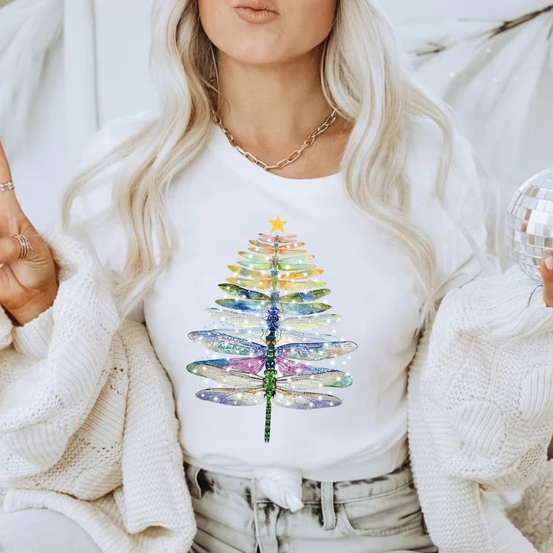 Dragonfly Christmas Light T-shirt