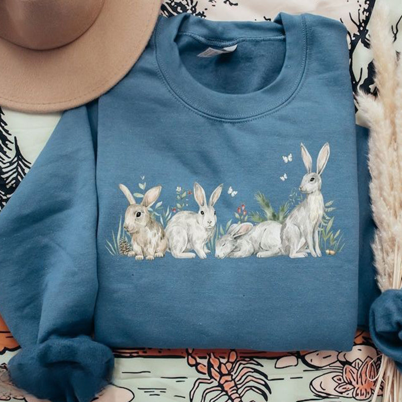 Happy Easter Rabbit Print Casual Sweatshirt