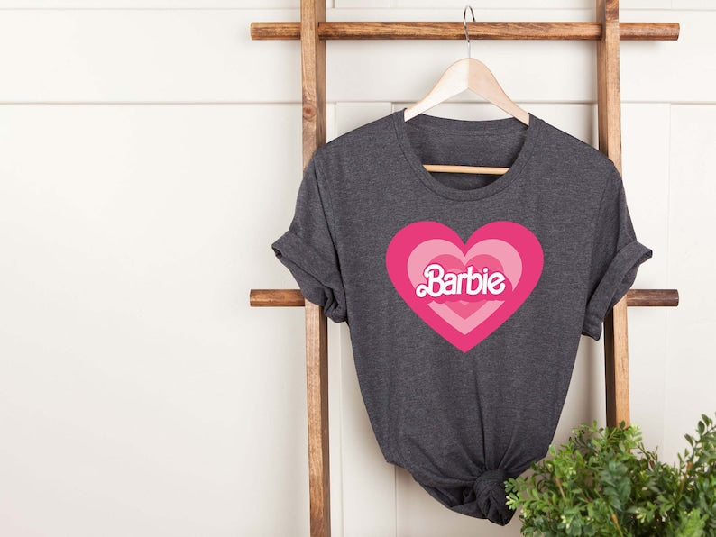 Cute Barbie Heart Print T-shirt